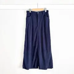 コーデュロイ タイトスカート L ネイビー ロング丈 秋冬 薄手 体型カバー