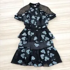 大特価‼️美品　大人気　セルフポートレイト　ワンピース　花柄　刺繍　黒　ブルー