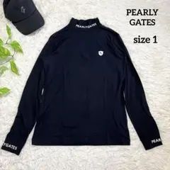 【パーリーゲイツ】美品 モックネック 長袖 ブラック 1サイズ レディース