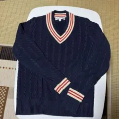 ユニクロ　イネス　ネイビー ケーブルニット Vネック 長袖　L