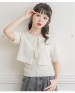 ems excite スラブリボンカーデNTSET オフホワイト