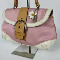 コーチ ハンドバッグ ソーホー コットン ピンク フラワーチャーム 4432