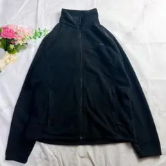 XL コロンビア フリースジャケット 黒 刺繍ロゴ インターチェンジ ゆるだぼ