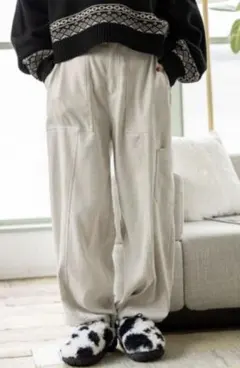 新品 niko and… ☆ ゆるっと起毛ワークパンツ アイボリー M