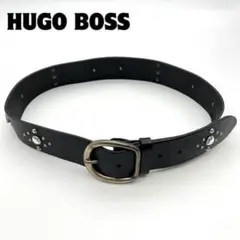 Hugo Boss ヒューゴボス ベルト スタッズ ビジュー 装飾 レザー 黒