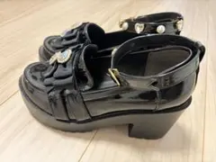 LIZLISA ハートビジュープラットフォームローファー ブラック M - メルカリ