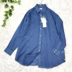 新品タグ付✨イッツインターナショナル✨シアーシャツ コットンリネン ブルー M