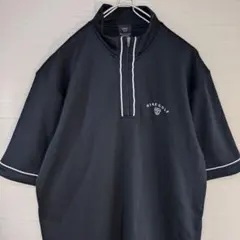 ナイキ　ゴルフウェア　ハーフジップ　半袖　刺繍ロゴ　ブラック　Lサイズ