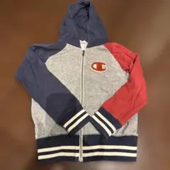 Champion フルジップパーカー 130cm グレー/ネイビー/レッド