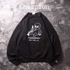 Champion トレーナー 酔っ払い　SADDERDAY ブラック