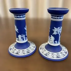 WEDGWOOD/ジャスパー/キャンドルスティック/青い陶器の蝋燭立てのサムネイル