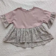 ペアマノン　フリル袖トップス　チュニック　ピンク　120cm