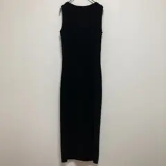 【ユニクロ】UNIQLOノースリーブ ロングワンピース ブラック リブ編み L
