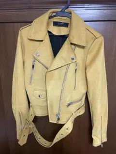 ZARA BASIC ダブルライダースジャケット イエロー EU 36