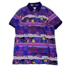 ETRO エトロ ポロシャツ 半袖 花柄 ボタニカル 総柄 Lサイズ コットン