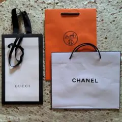 CHANELとCHANEL箱、GUCCI、HERMES★紙袋ショッパー4点セット