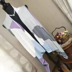 ベネトン 配色優しい上品 イレヘム ロングジレ 羽織り 美品