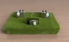 オパール　カフスボタンセット　昭和レトロ　幾何学デザイン　ギブソンオパール？希少