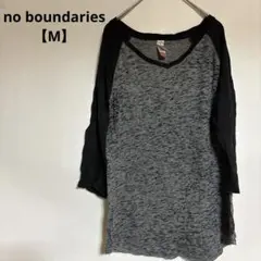 値下げ歓迎✨no boundaries【M】七分袖 Tシャツ 薄手 グレー 秋