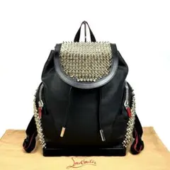 【美品】クリスチャンルブタン　リュック　ゴールドスタッズ　巾着　レザー　赤　黒のサムネイル