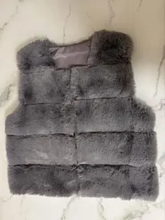 美品　ファーベスト　グレー ファーコート