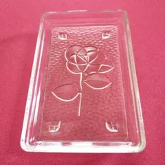 【昭和レトロ】薔薇模様ガラス皿□クリスタルプレート