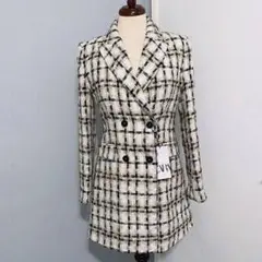 Zara ツイード　ロングブレザー　ジャケット