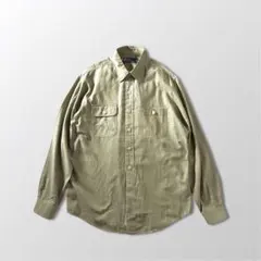 ポロラルフローレン コットン シャツ オリーブベージュ M 無地　古着　カーキ