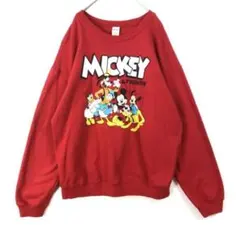 2769 ディズニー スウェット トレーナー ミッキー ビッグプリント 赤 