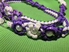 推し色パラコードスマホショルダー お花　パール付き　推し活