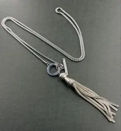 ✅ヴィンテージ タッセル ネックレス シルバー ロングチェーン マンテル