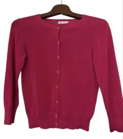 ピンク 長袖 カーディガン ボタン付き