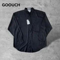 カナダ古着デッドストックレーヨン100%長袖シャツ高品質高級ヴィンテージ無地黒