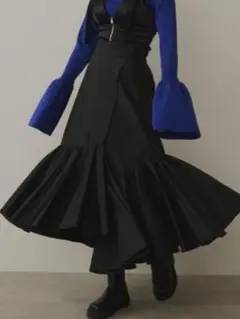 VIOLETTA ブラック フレアスカート ラップスタイル