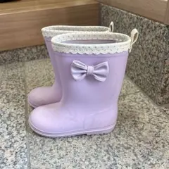 薄紫リボン付きゴム製長靴
