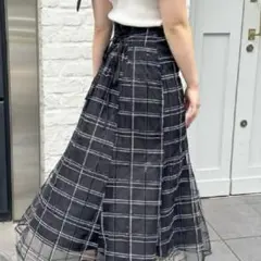 INGNI BackレースUPチュールチェックマーメイドスカート