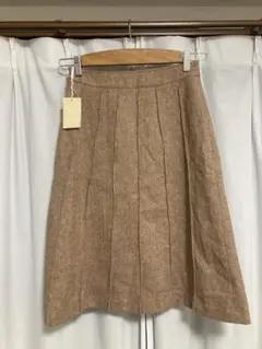 clothing ウール混紡 ベージュ プリーツスカート ひざ丈 毛73%
