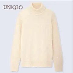 ユニクロ ミドルゲージ タートルネック セーター 長袖 ニット メンズ 白 M