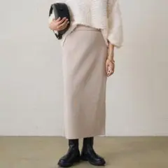 LOUNGEDRESS 総針ニットタイトスカート ベージュ フリーサイズ