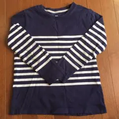 ユニクロ ボーダーカットソー（紺×白） キッズ 120