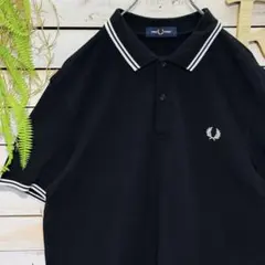 FRED PERRY ポロシャツ M3600 ブラック×ホワイト Lサイズ