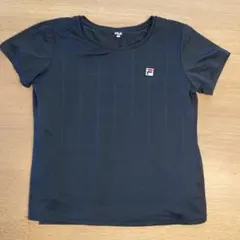 FILA ストライプ Tシャツ L 黒