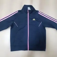 adidas アディダス ジャージ 紺色ピンクライン 140