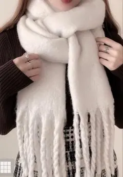 GRL 起毛フェイクウールフリンジボリュームマフラー[fo1250]