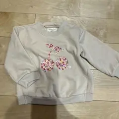 Biquette Club ベージュ チェリー刺繍 トレーナー 90