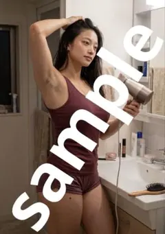 AI美女 洗面所 ドライヤー L版写真 No.34