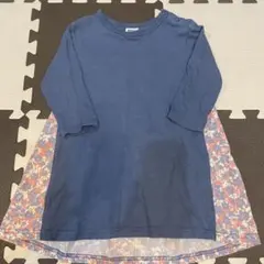 BREEZE ブリーズ ワンピース 長袖 ネイビー 青 異素材 花柄 90