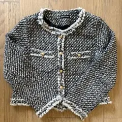 即日発送【新品未使用】ツイードジャケット ノーカラー 白 黒 フリー