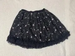 axes femme花柄刺繍 フリル付きシフォンミニスカート