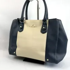 4°C ハンドバッグ レザー ネイビー ゴールド金具のサムネイル